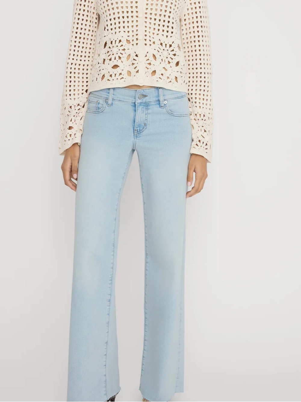 Frame Le Slim Palazzo  Denim Light Blue Flare Jeans 24